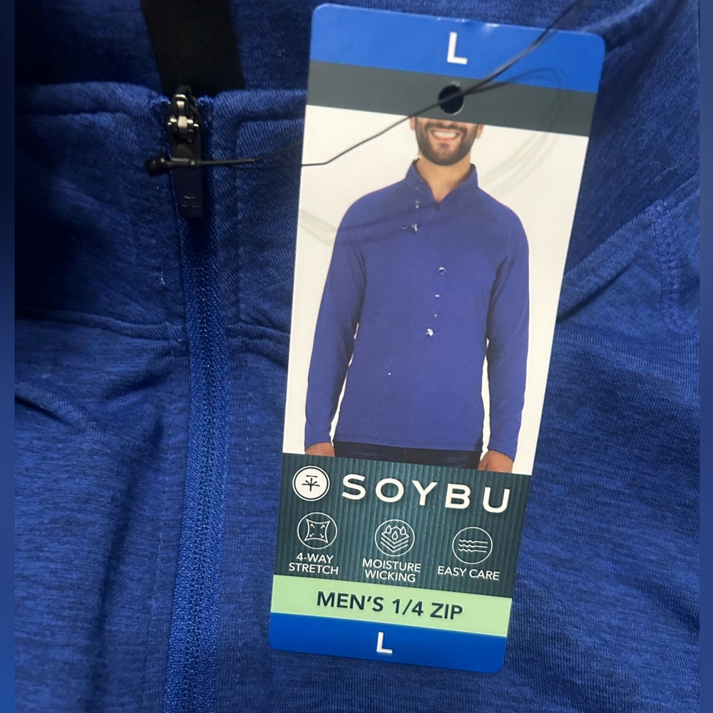 Soybu men’s 1/4 zipper athletic shirt blue size L NWT